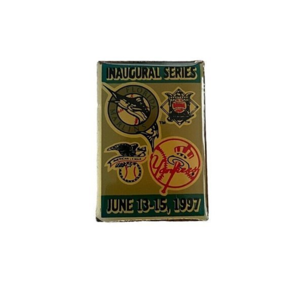 Vtg Florida Marlins vs. New York Yankees MLB Inaugural Series 1997 Pin 1.5" x 1"